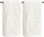 Artoid Mode 2 Pcs White 3D Diamond Grid Jacquard Hand Towels by ArtoidMode