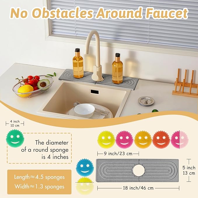 Diatomite Kitchen Sink Water Splash Guard, Modern Stylish Faucet Handle Drip - Image 3
