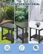 GarveeLife Poly Lumber Rocking Chair Outdoor Set of 4 with 2 Side Table - HDPE High Back Porch Rocker Chairs for Adults - All Weather Resistant Furniture for Patio - Black - Image 6