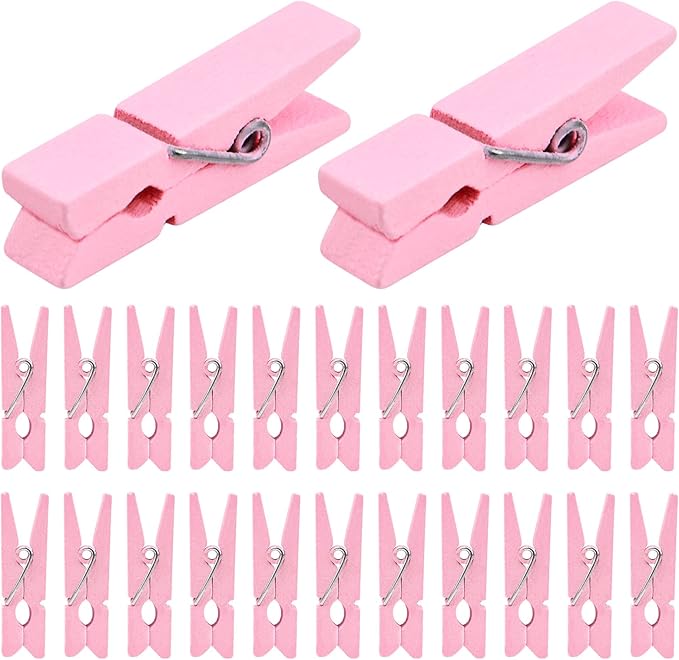 Jdesun 50pcs Pink Wooden Small Clothespins Photo Clips Wood Paper Peg Pin Craft by Jdesun