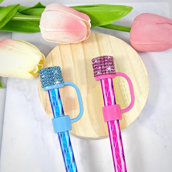 12 Pack Replacement Swirl Straws and Diamond Straw Cover - Image 3