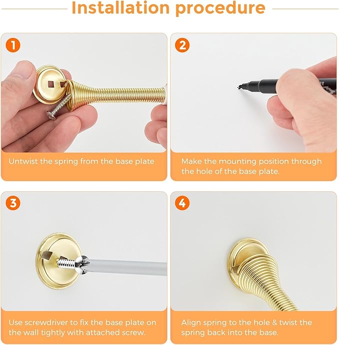 Ravinte Door Stoppers, 48 Pack Gold Spring Door Stops - Image 8