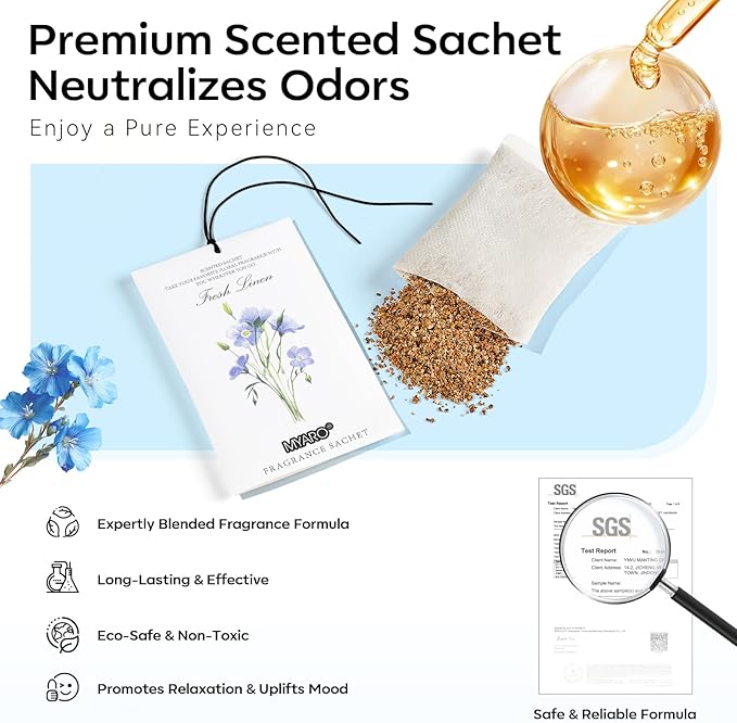 MYARO 12 Pack Fresh Linen Scented Sachets - Image 4
