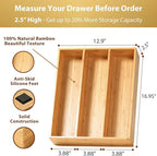 Umilife Bamboo Kitchen Utensils Organizer, 13 Inch Drawer Dividers - Image 2