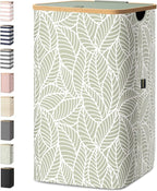 BALEINE Laundry Hamper with Lid, Tall Laundry Baskets with Bamboo Pull Handles by BALEINE