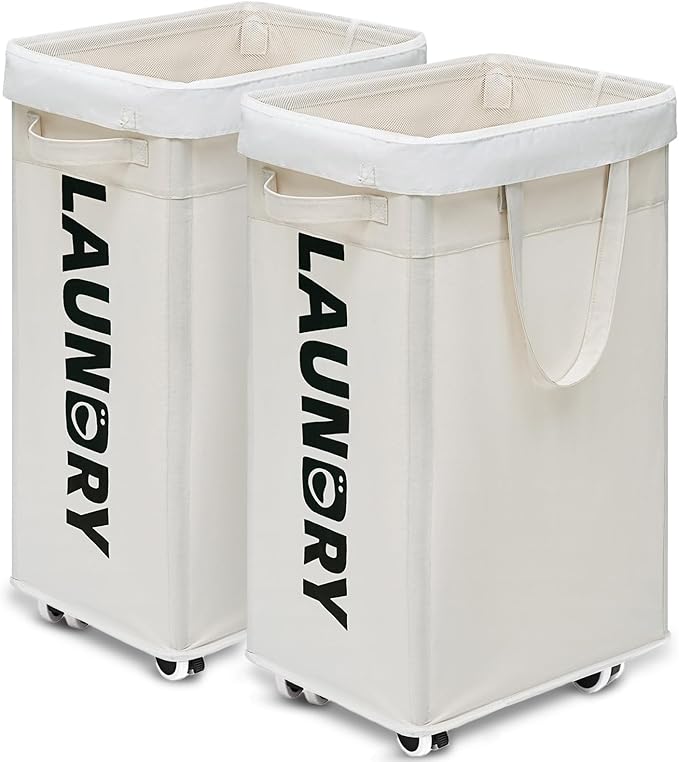 Goodpick Laundry Baskets with Wheels and Handle, Clothes Laundry Basket with by Goodpick