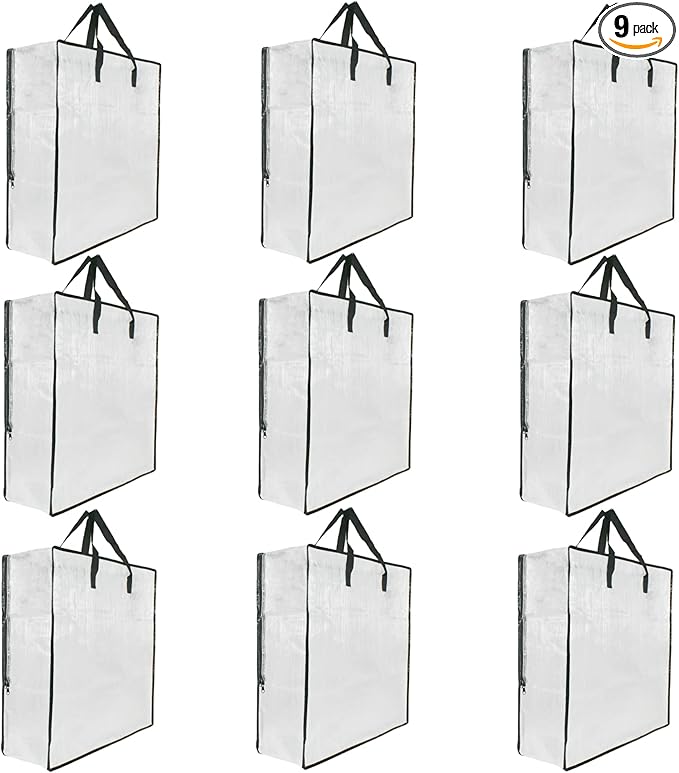 9 Pack Clear Storage Bags with Zipper and Handles, Blanket Bags by GONGKANGYUAN