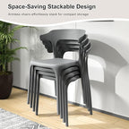 VECELO 4 Pack Plastic Stacking Chairs, Stackable Dining Chairs for Kitchen Restaurant Patio, Portable Indoor Outdoor Use, No Assembly Required, Gray - Image 4