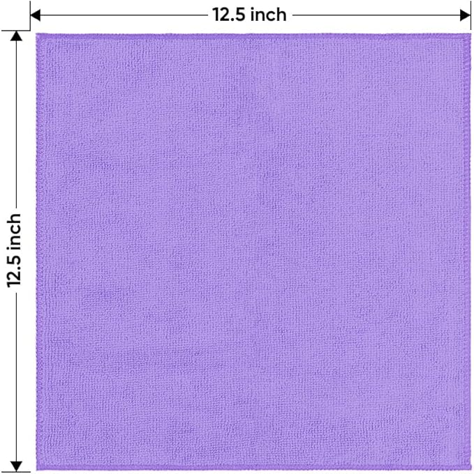 HOMEXCEL Purple Microfiber Cleaning Cloth 12 Pack 12.5 x 12.5 Inch Microfiber - Image 7
