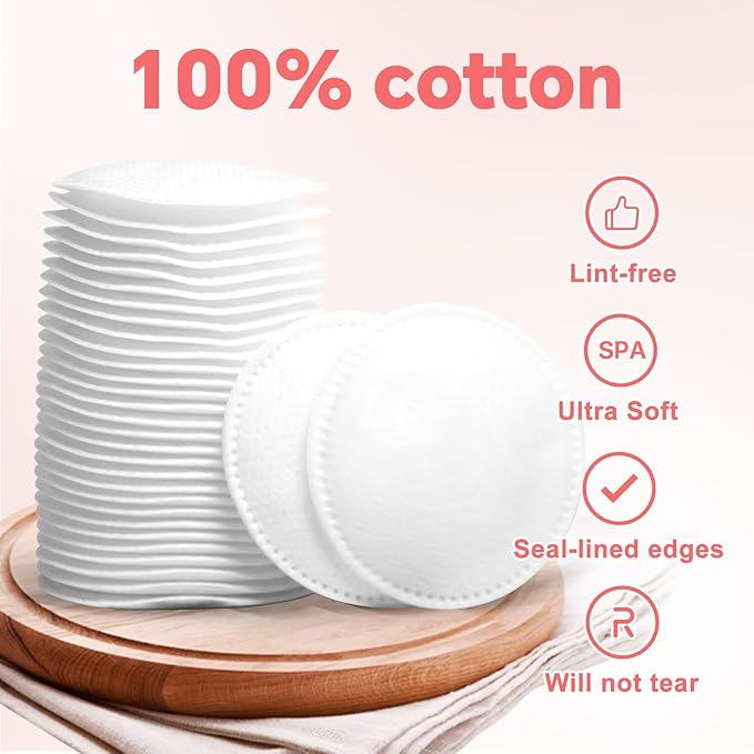 100% Pure Cotton Round Pads for Face, Lint-Free Makeup Remover Pads, - Image 2