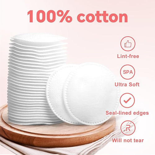 100% Pure Cotton Round Pads for Face, Lint-Free Makeup Remover Pads, - Image 2