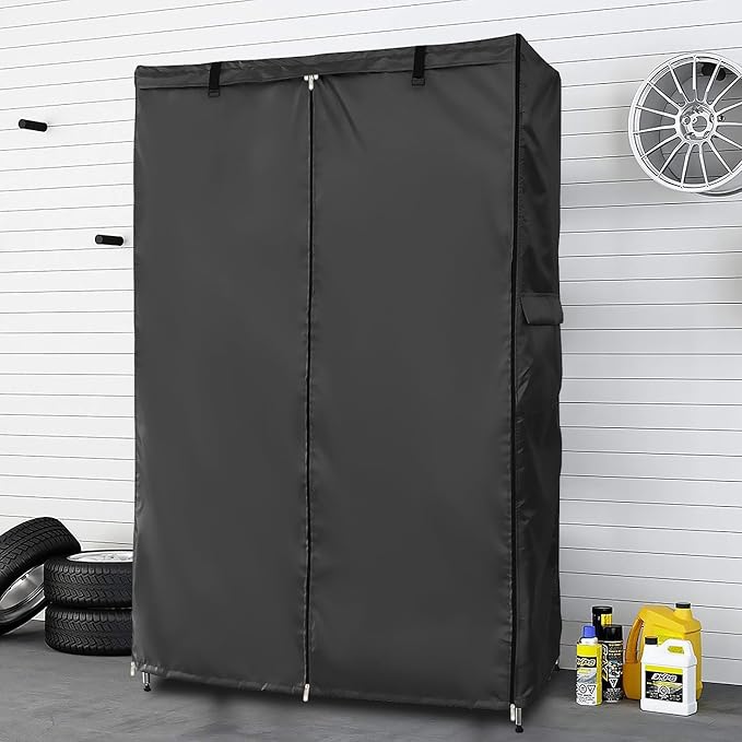 Waterproof Shelf Cover,Outdoor 600D Heavy Duty Dustproof Storage Shelves Cover,48''x20''x72'' Shelf Covers for Wire Shelving with Zippers,Storage Rack Covers with Clear Front - Image 2