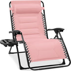 Best Choice Products Oversized Padded Zero Gravity Chair, Folding Outdoor Patio Recliner, XL Anti Gravity Lounger for Backyard w/Headrest, Cup Holder, Side Tray, Polyester Mesh - Bubblegum Pink by BestChoiceProducts