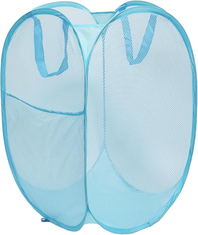 The upgraded pop-up laundry basket features a breathable side pocket mesh design by FOAYACCY