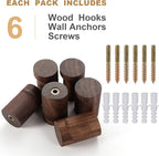 Wood Wall Hooks 6 Pack, Natural Wooden Coat Hooks Wall Mounted, Handmade Rustic - Image 6