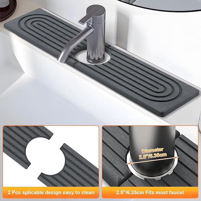 Kitchen Sink Faucet Mat, Super Absorbent Diatomaceous Earth Kitchen Sink Mat - Image 4