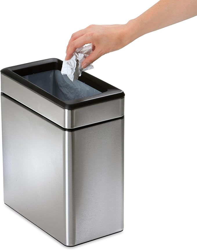 simplehuman 10 Liter / 2.6 Gallon Profile Open Trash Can, Slim Trash Can - Image 6