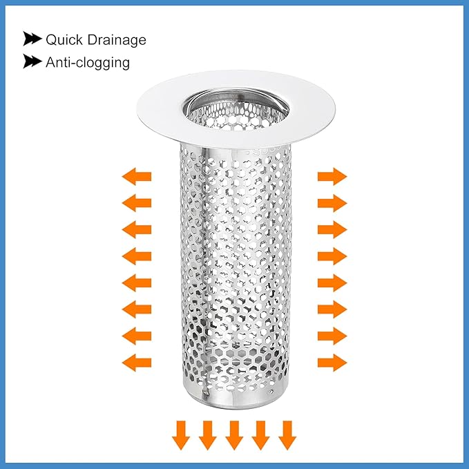 uxcell 4 Pack Shower Drain Strainer, 3.2" x 2" 304 Stainless Steel Floor Drain - Image 4