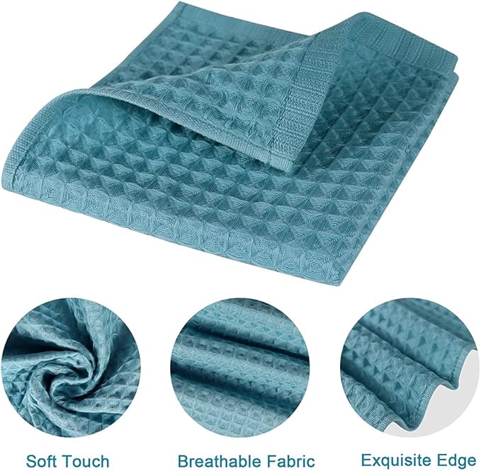 6 Pack Waffle Weave Dish Cloths, 13x13 Inch 100% Cotton Kitchen Towels - Image 4