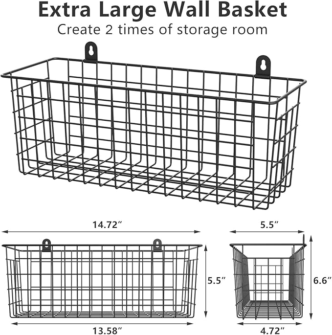 MaraFansie Wire Basket 2-Pack Hanging Wall Organizer Cabinet Storage Basket - Image 6