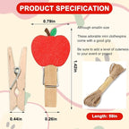 JarThenaAMCS 50 Pcs Back to School Wooden Clip - Image 2