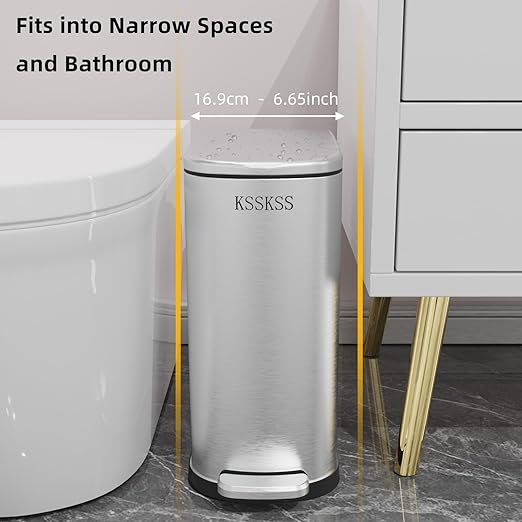 2.6 Gallon Slim Bathroom Trash Can - Image 2