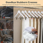 HOUSE DAY Wooden Hangers with Clips 12 Pack, Heavy Duty White Wood Pants Hanger - Image 5