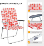 VINGLI Patio Lawn Webbed Folding Chairs Outdoor Beach Portable Camping Chair for Yard, Garden (2, Red, Oversized) - Image 5