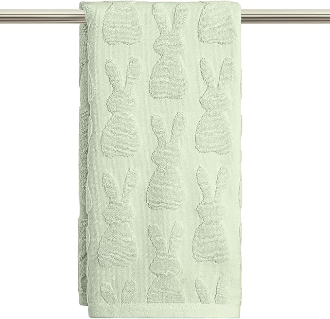 Artoid Mode 1 Pc Light Green 3D Rabbit Jacquard Easter Hand Towels by ArtoidMode