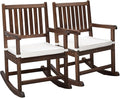 VINGLI Outdoor Rocking Chair, Weatherproof Rocker with Cushion, Wooden Rocking Bench Support 450 LBS for Patio, Yard, Garden, Outdoor or Indoors, Rustic(2PCS) by VINGLI
