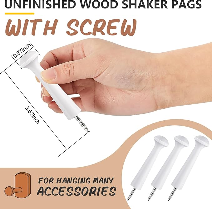 30 Pieces Wooden Shaker Peg Screw-on Pegs 3.62 Inch Long Unfinished Wood Shaker - Image 2