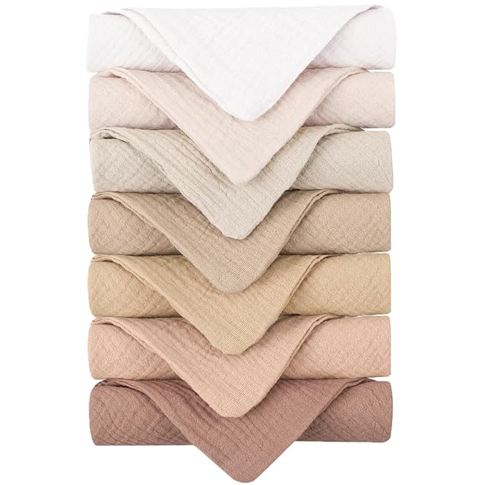 Konssy 7-Pack Soft Cotton Face Wash Cloths, Reusable Absorbent Washcloths by Konssy