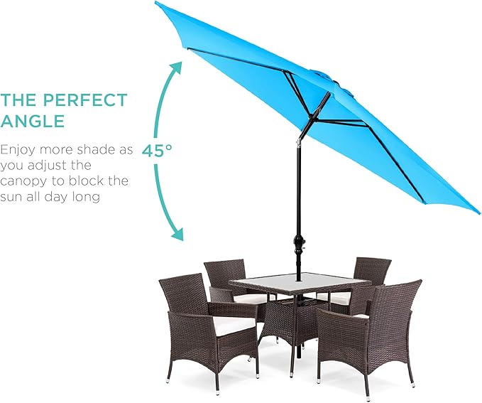 Best Choice Products 10ft Outdoor Table Compatible Steel Polyester Market Patio Umbrella w/Crank and Easy Push Button Tilt - Image 2
