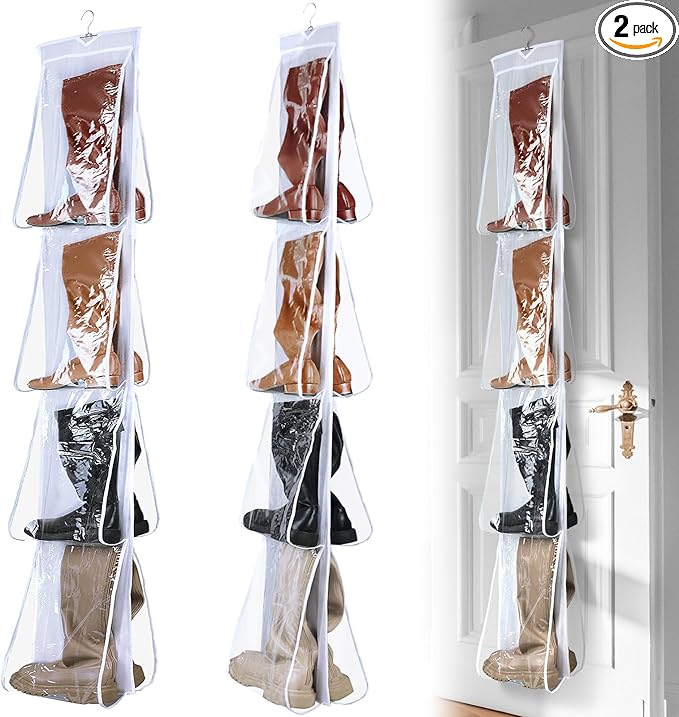 Windyun Sets 16 Large Clear Pockets Fabric Dual Sided Hanging Shoe Rack by Windyun