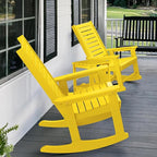 GREENVINES Outdoor Rocking Chairs | Set of 2 | Porch Rocker | HDPE Plastic | Yellow | Oversized Rockers | High Back | Big & Tall | Ladder Back | for Patio Outside Backyard Balcony Garden - Image 5