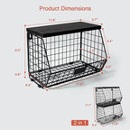 Black Kitchen Wall Hanging Storage Basket Set of 2, Rustic Stackable Kitchen - Image 7