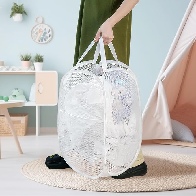 2 Pack Laundry Basket, Foldable Mesh Pop-up Laundry Hamper - Image 6
