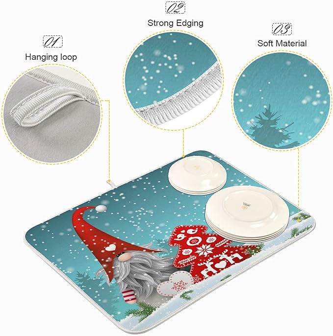 Super Absorbent Dish Drying Mat, Microfiber Fast-Drying Dish Mat, Kitchen Dish - Image 4