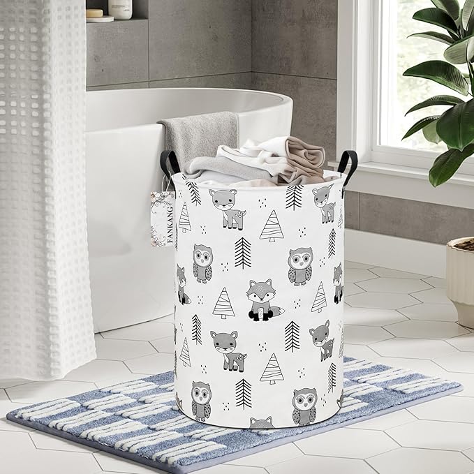 FANKANG Storage Basket, Nursery Hamper Canvas Laundry Basket Foldable - Image 3