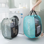 2pcs Pop Up Mesh Laundry Hamper Room Collapsible Storage Bin Lightweight Basket - Image 6