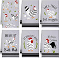 Boyiee Set of 6 Farm Chickens Kitchen Towels Farmhouse Absorbent Dish Tea by Boyiee