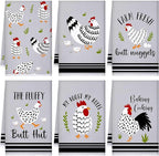 Boyiee Set of 6 Farm Chickens Kitchen Towels Farmhouse Absorbent Dish Tea by Boyiee