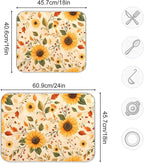 Watercolor Sunflowers Autumn Leaves Dish Drying Mat - Image 3