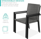 Best Choice Products Set of 2 Stackable Outdoor Wicker Dining Chairs All-Weather Firepit Armchair w/Armrests, Steel Frame for Patio, Deck, Garden, Yard - Gray - Image 5