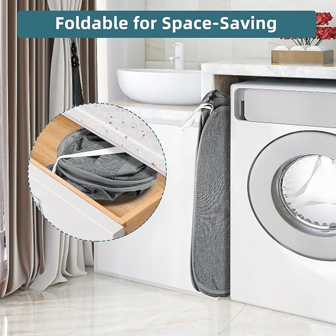 2 Pcs Collapsible Laundry Baskets, Tear Proof Pop Up Hamper - Image 5