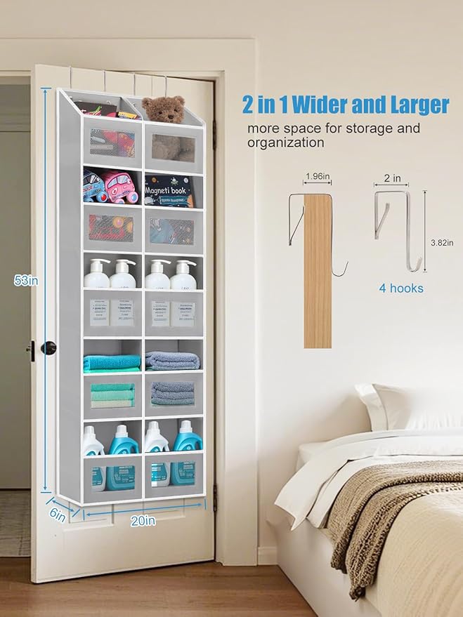Over the Door Organizer Hanging- 10 Compartments, 80 lbs Load Behind Door - Image 4