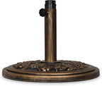 Backyard Expressions 20 lb Patio Umbrella Base Stand, Decorative Rose Medallion Antique Bronze Finish, Fits 1.5–1.9 in Poles w/Adapters, 18 in Round Weighted Outdoor Umbrella Holder for Deck & Table - Image 2