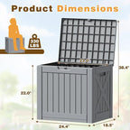 Flamaker Resin Deck Box 40 Gallon Waterproof Outdoor Indoor Storage Box Imitation Wood Resin for Patio Furniture Garden Tools and Pool (Gray) - Image 7