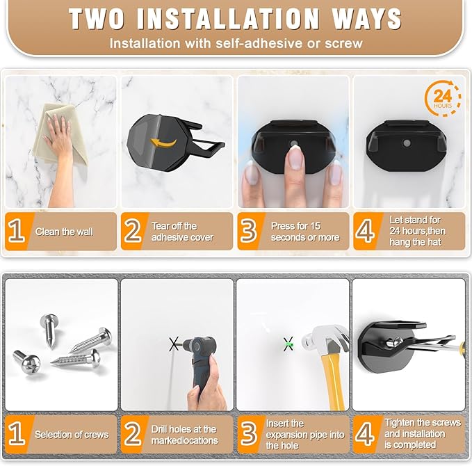 36 Pack Adhesive Hat Hooks for Wall, Super Strong Hat Rack for Baseball Caps - Image 6