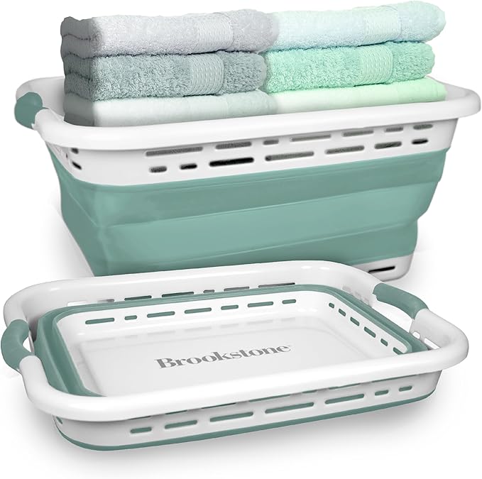 BROOKSTONE 11 GALLON XL 24" Collapsible Laundry Basket & Clothes Hamper by Brookstone